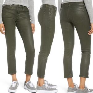 Vigoss Stevie Cropped Coated Jeans In Olive